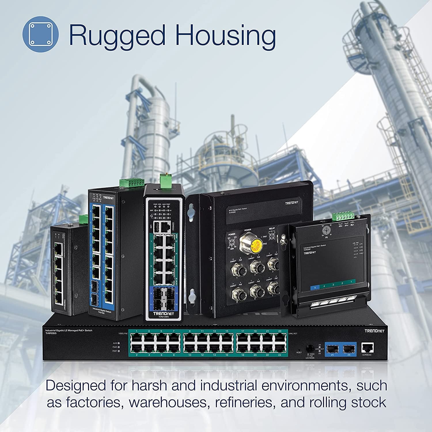 TRENDnet TI-PG541 5-port Hardened Industrial Gigabit PoE+ DIN-Rail Switch