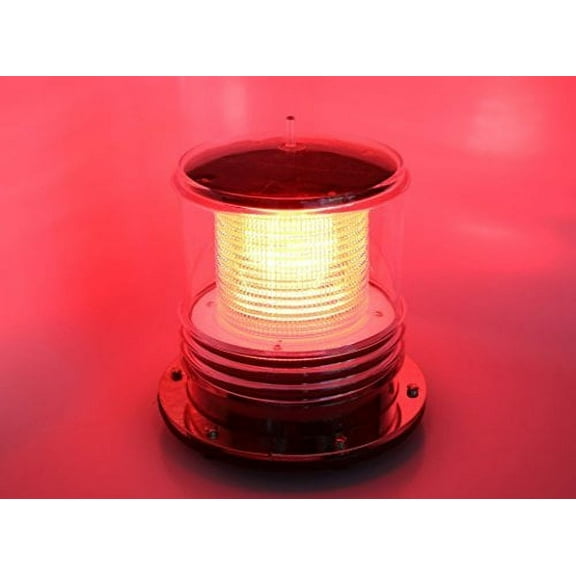 Solar Dock Warning Light - Waterproof Solar Dock Lighting - RED LED Constant On or Flashing 360 Degree Lighting