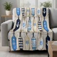 thumbnail image 2 of Blue Nautical Blanket Soft Cozy Warm Throw Blanket for Couch, Plush Fuzzy Flannel Fleece Blankets for Sofa, Vintage Beach Summer Sailing Coastal Bed Blankets Lightweight Gifts for Women, 50"x60", 2 of 9