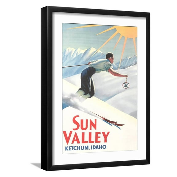 Art.com Sun Valley Travel Poster Art Print, Black Frame Wall Art, 17" x 23"