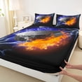 thumbnail image 3 of Homewish Ice Hockey Sport Twin Sheet Sets,Ball Game Theme Twin Fitted Sheet,Orange Black Blue Flat Sheet For Boys Kids,Ultra Soft Home Decor,3pcs, 3 of 7