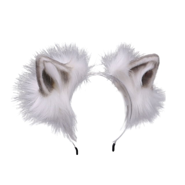 Enqiretly Wolf Ears Hair Hoop Stable Fixation Shapable Cosplay And Performances No Loose Thread Ears Headband gray 1Set