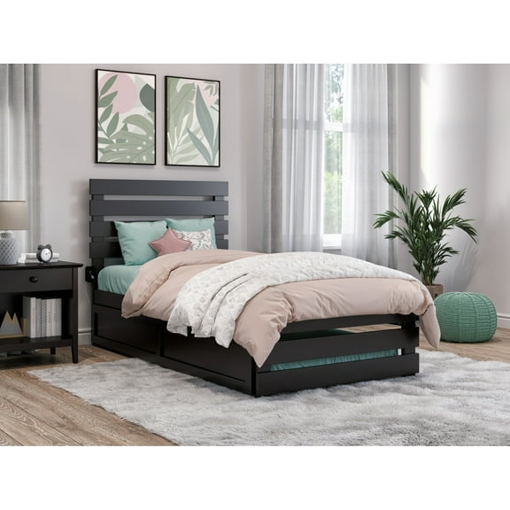 AFI Oxford Wood Twin Bed with Footboard and Twin Trundle in Espresso