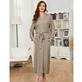 thumbnail image 3 of LYCY Womens Soft Long Robe, Lightweight Full Length Knit Bathrobe for Sleepwear & Loungewear Robe（Khaki, L）, 3 of 4