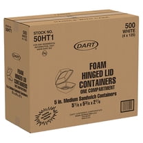 Dart Foam Hinged Lid Containers, 5.38 x 5.5 x 2.88, White, 500/Carton -DCC50HT1
