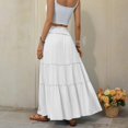thumbnail image 4 of Tiered Maxi Skirt with Pockets, Boho Ruffle Layered High Waisted Long Skirt, Casual Flowy Smocked Paperbag Waist Slacks, 4 of 7