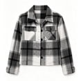 thumbnail image 4 of Flannels For Women Cropped Shacket Jacket Fashion Plaid Fall Coat Button Down Crop Jacket Trendy Clothes Fall Winter Outwear, 4 of 9