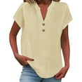thumbnail image 6 of Weikingp Tops For Women Trendy Summer Shirts For Women Womens Basic Tee Shirts Short Sleeve Shirts For Women Going Out Tops For Women Beige L, 6 of 8