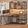 thumbnail image 4 of 58'' L Shaped Computer Desk with LED Light and Bookshelf, Modern Corner Office Desk with Storage Shelves, Home Office Desk, 4 of 7