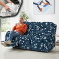 thumbnail image 5 of ZIATUBLES Vintage Flower Recliner Cover for 3 Cushion Reclining Sofa, Dark Blue Stretch Recliner Couch Covers with Storage Pockets Set of 8, Soft Washable Furniture Protector for Pets, 5 of 9