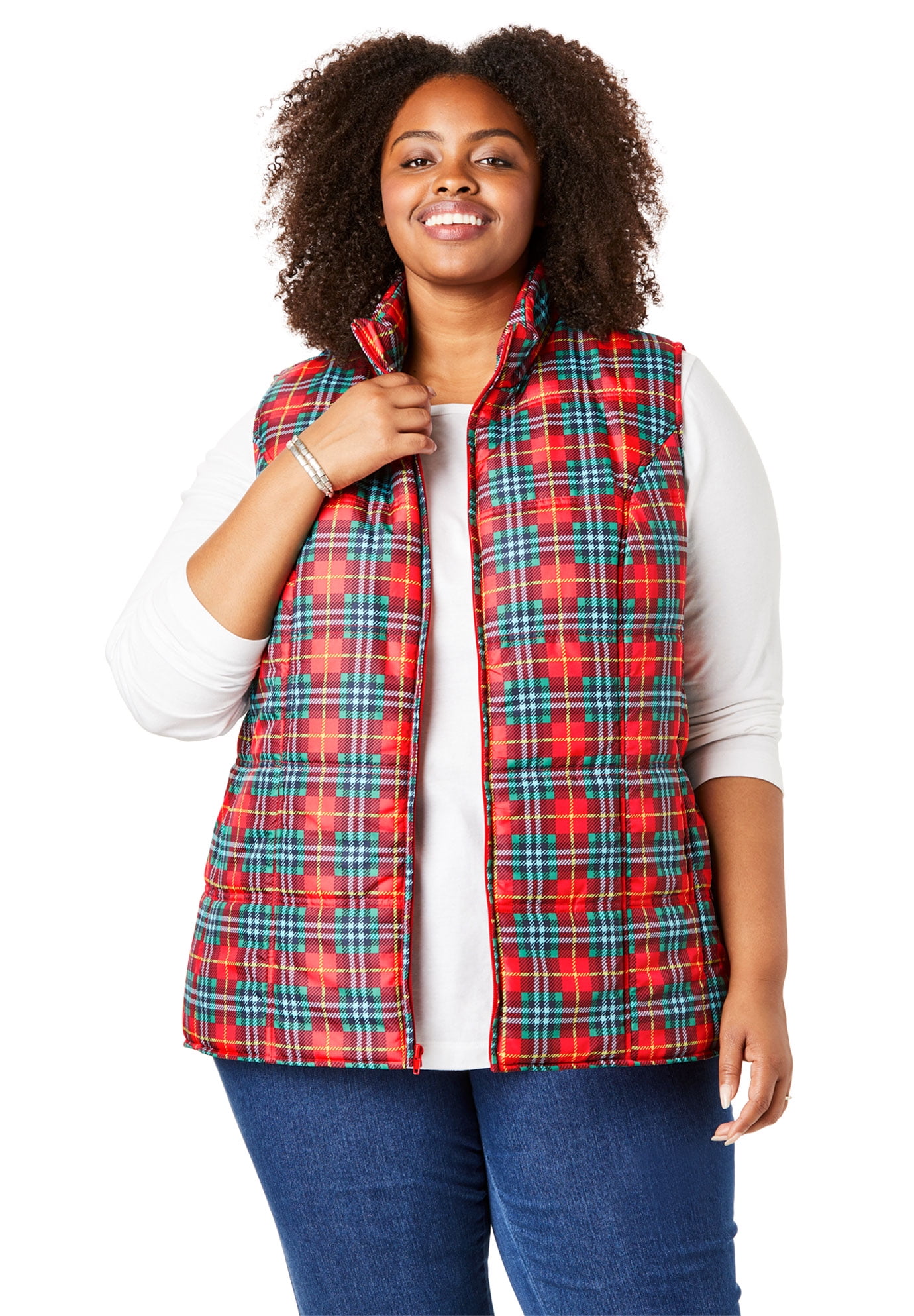 Woman Within - Woman Within Women's Plus Size Quilted Vest Vest ...