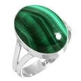 thumbnail image 1 of 925 Silver Ring For Women - Men Green Genuine Malachite Stone Silver Ring Size 12.5 May Birthstone Boho Silver Ring Size 12.5 Gift For Girl Friend On Anniversary 925 Gemstone Silver Jewelry, 1 of 6
