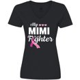 thumbnail image 3 of Inktastic Breast Cancer Awareness My Mimi is a Fighter Women's V-Neck T-Shirt, 3 of 5