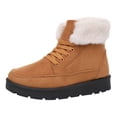 thumbnail image 4 of Pandaie Winter Snow Boots for Women Warm Cotton Fleece Lined Ankle Booties Lace up Slip on Outdoor Platform Walking Shoes Brown 7, 4 of 5