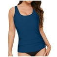 thumbnail image 5 of Hauetro Women's Tankini Top Only Tummy Control Swimsuit Top Ruched Swim Top Without Bottom（Blue,S）, 5 of 9
