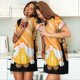 thumbnail image 4 of Fotbe Sunflower Gnomes 2 Bata de Dormir para Mujer con Estampado, Camisón de Algodón de Manga Corta, Ropa de Dormir Casual, 4 of 6