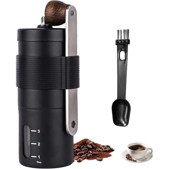 Xlhshop Adjustable Manual Coffee Grinder with Hand Crank, Portable Coffee Bean Mill with Ceramic Burr, Black