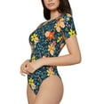 thumbnail image 2 of Easygdp Blue Floral Women's One-Piece Swimsuit Slim Fit Crew Neck Bodysuit Athletic Swimwear with Concealed Buckle - XX-Large, 2 of 9