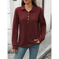 thumbnail image 3 of jinghuiyue Women Polo Shirts Long Sleeve Collared Button down Shirt V Neck Business Casual Pullover Tops L, 3 of 6