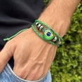 thumbnail image 2 of Pulsera de aficionado al fútbol de cuero sintético Brasil verde, 2 of 2
