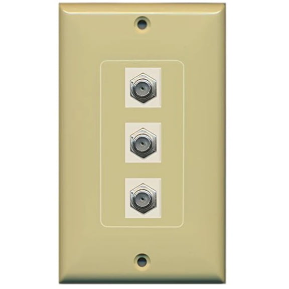RiteAV (1 Gang Decorative 3 Coax Ivory Wall Plate Ivory