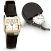 Ladies Two-Tone Watch & Clock Set, White Dial