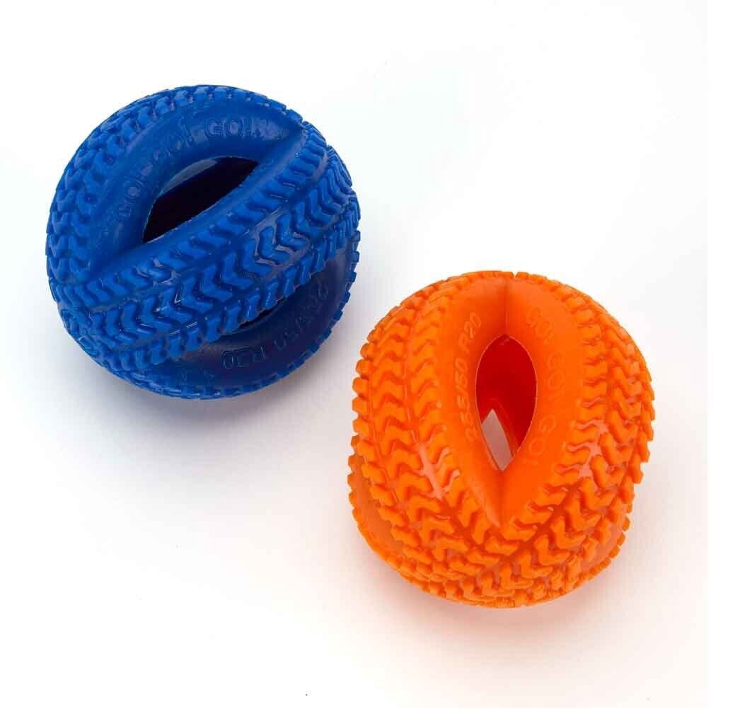 Double Tire Heavy Duty Durable Rubber Tough Chewer Dog Dental Health Toy 4 Inch (Blue)