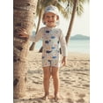 thumbnail image 5 of BemeyourBBs Newborn Baby Boys Girls One Piece Swimsuit with Hat Infant Bathing Suit UPF 50+ Rash Guard Zipper Swimwear Long Sleeve Sea Animal Printed Summer Beachwear, 5 of 9