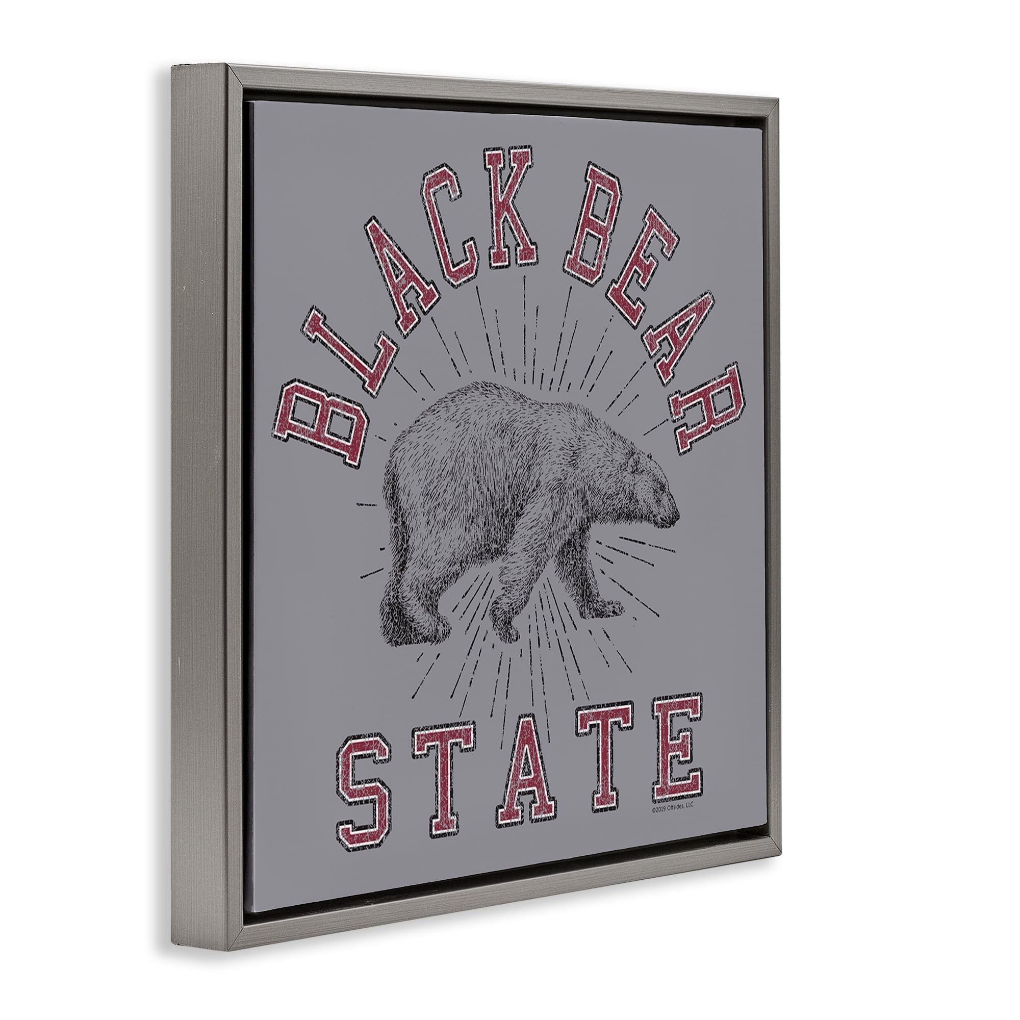 Stupell Industries Vintage Black Bear State Novelty & Humor Painting Gray Floater Framed Canvas Art Print Wall Art, 18 x 18