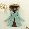 thumbnail image 2 of iOPQO Winter Coats for Women Warm Thickened Overcoat Warm Trendy Fleece Lined Hooded Snow Coat Fleece Jacket,Jackets for Women,Fall Outfits Mint Green XL, 2 of 9