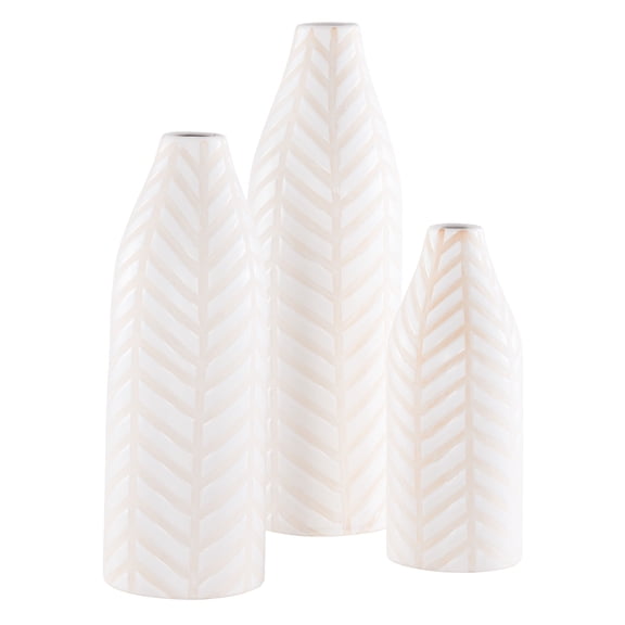 SAFAVIEH Lovetta Chevron Ceramic Vase, Set of 3, Cream