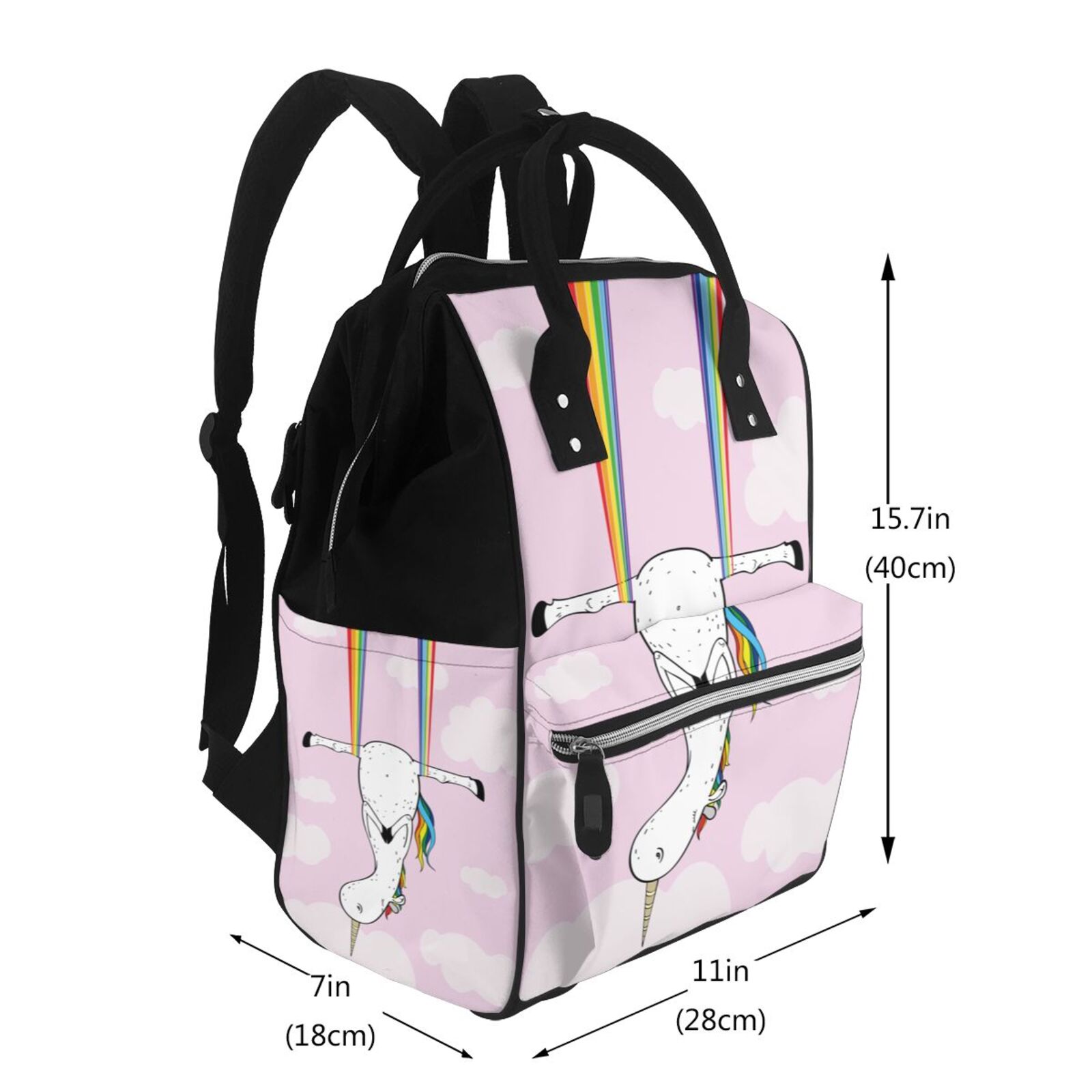 Fuzoiu Aerial Yoga for Unicorn Print Diaper Bag Backpack,Baby Essentials Travel Tote,Multi function Waterproof Diaper Bag, Travel Essentials Baby Bag - Unisex