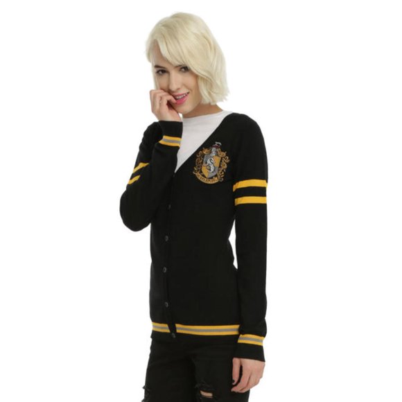 Harry Potter Hogwarts Hufflepuff Crest Womens Sweater Cardigan