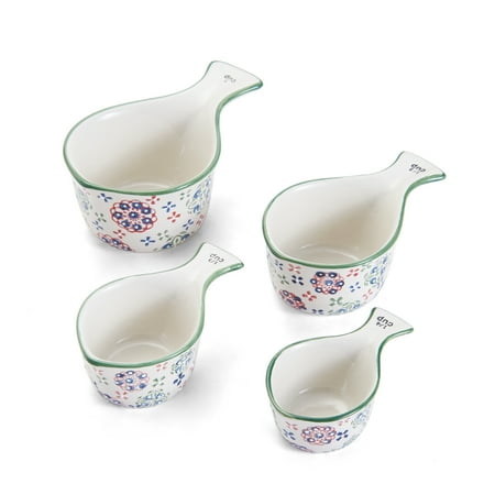 Porcelain Egg Cup Set - Pfaltzgraff Studio Set of 4 Porcelain Measuring Cups Pink Green