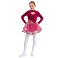 thumbnail image 3 of iiniim Lyrical Dance for Girls Sparkly Rhinestone Ballet Leotard with Wrap Skirts Modern Dancewear Hot Pink 14, 3 of 7