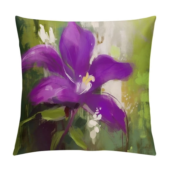 Creowell Watercolor Orchid Throw Pillow Covers ,Purple Flower Floral Cushion Cases Decorative Pillow Cases for Couch Sofa Bedroom