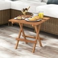 thumbnail image 2 of Costway 1 PC Patio Folding Side Table Indonesia Teak Wood Square Slatted Tabletop Portable Picnic, 2 of 9