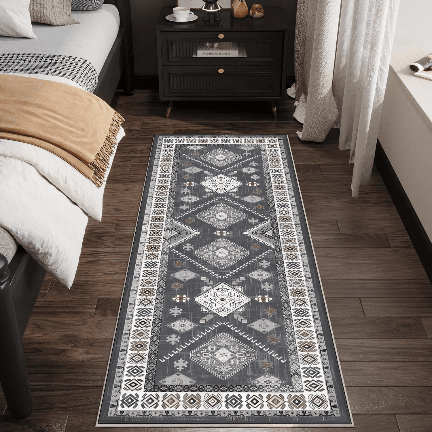 TECHVIDA Kitchen Rug Set 3 Piece,Non Slip Machine Washable Kitchen Mats, Farmhouse Hallway Doormat for Home Floor and Living Room,Gray