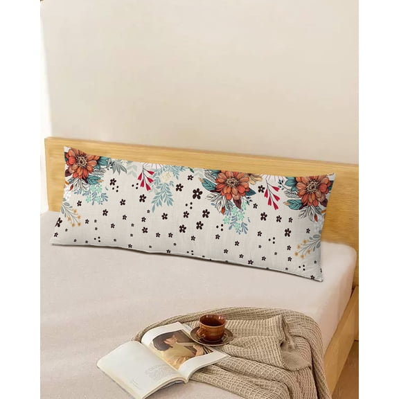 Boho Floral Throw Pillow Cover,Tropical Leaves Abstract Colorful Flower Vintage Rectangle Decorative Pillow Case Protector Soft Cushion Cover Lumbar Pillowcase for Couch Sofa Bedroom Decor 20x54 Inch