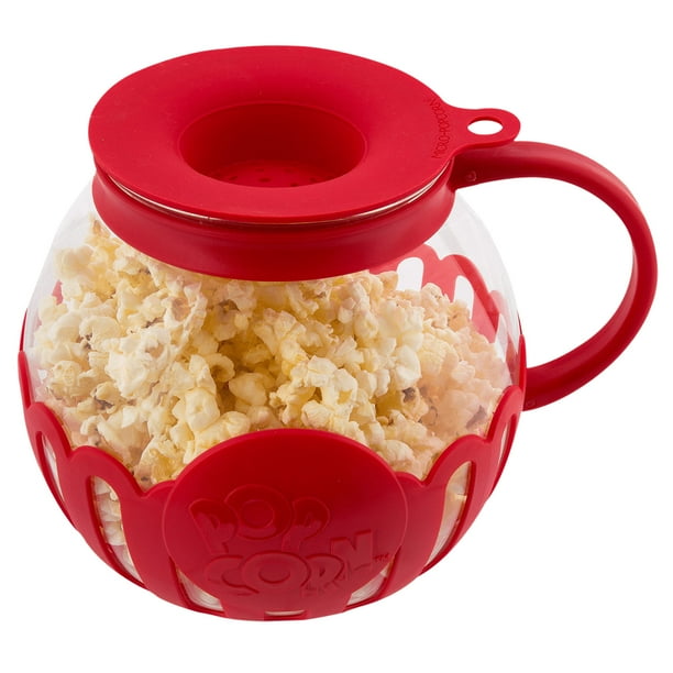Ecolution MicroPop Microwave Glass Popcorn Maker, Red, 3 Quarts