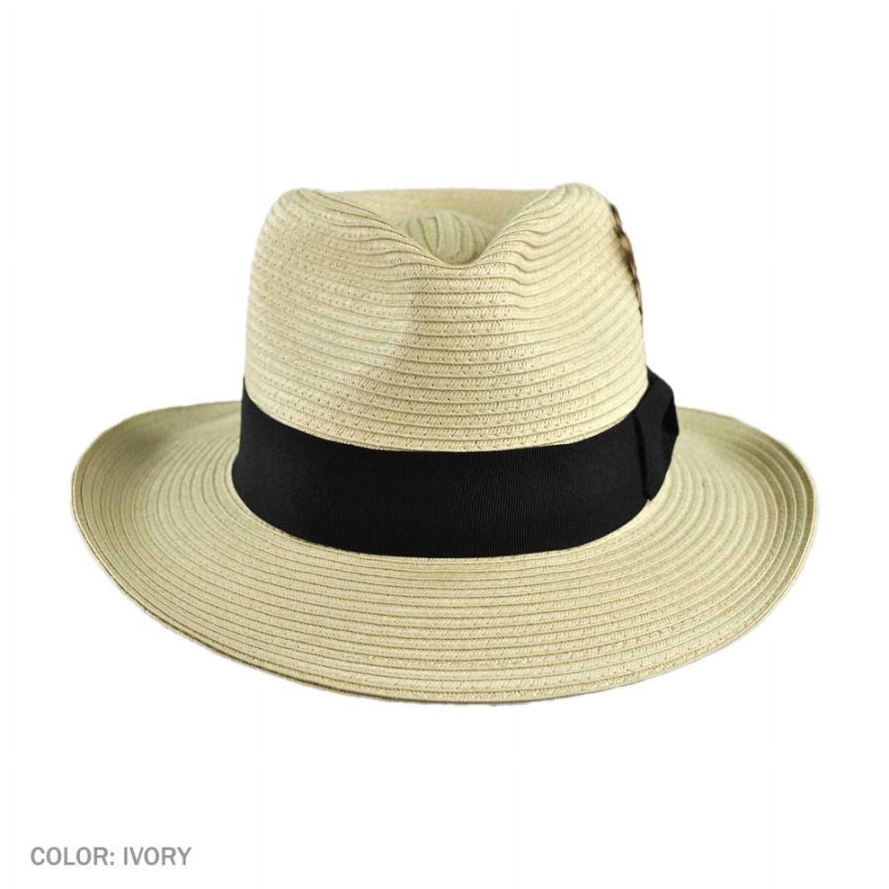 Summer C-Crown Toyo Straw Fedora Hat - XL - Ivory - image 2 of 9