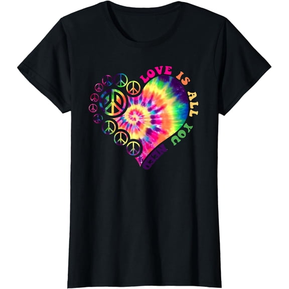 PEACE SIGN LOVE 60s 70s Tie Dye Hippie Halloween Costume T-Shirt