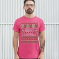 thumbnail image 3 of Tee Hunt Meowy Christmas T-Shirt Ugly Sweater Cat Lover Funny Xmas Men's Tee, Hot Pink, 4X-Large, 3 of 5