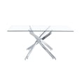 thumbnail image 4 of Table à manger Corey en chrome, table à manger rectangulaire, table à manger en verre, table à manger en acier inoxydable, table à manger en verre transparent, table à manger rectangulaire moderne, ta, 4 of 4