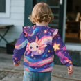 thumbnail image 4 of Yuyamidu Starry Sky Axolotl Sweatshirt for Girls Size 5-6 Pink Long Sleeve Ruffle Shoulder Crewneck Sweatshirts Pullover Tops Soft Comfy Everyday Clothes Playwear School Outdoor Play, 4 of 8