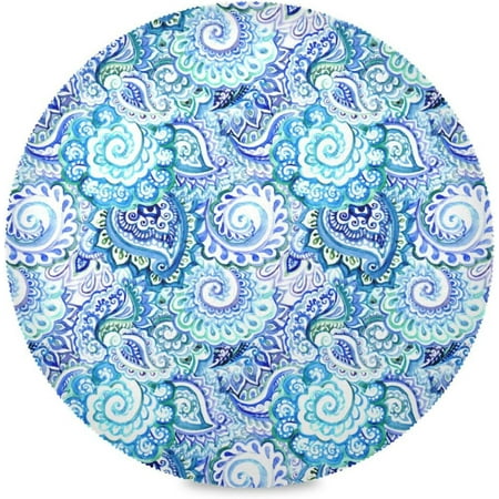 

Coolnut Paisleys Blue Round Placemats Set of 1 Non-Slip Heat Resistant Washable Table Mats for Kitchen Dining Table Decoration 15.4 Inch
