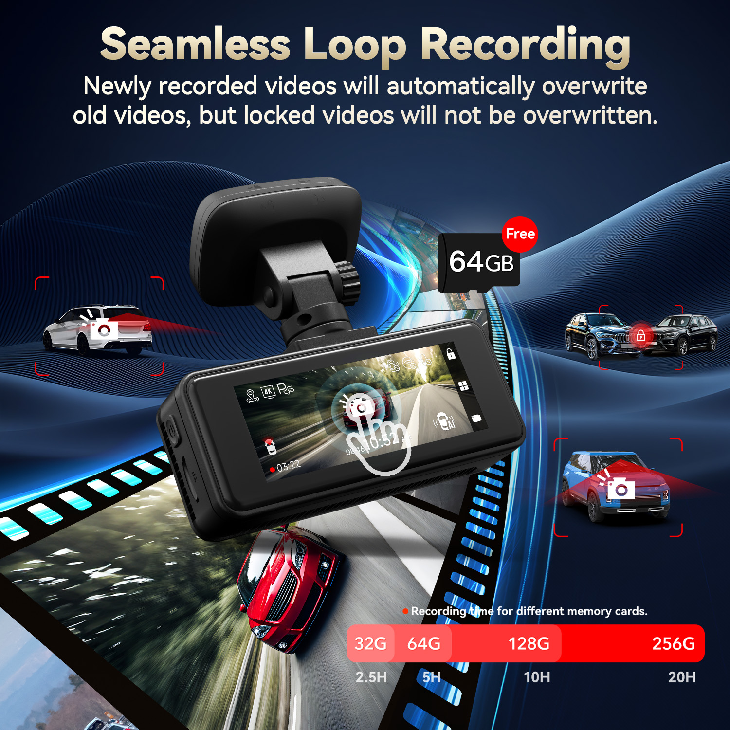 REDTIGER A8 4K Dual Dash Cam with GPS and Parking Monitor photo 4