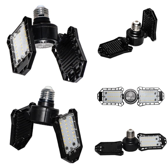 GT-Lite LED Garage Light 30-Watt 3000 Lumen, Adjustable 2-Panel Bulb, 150-Watt Equivalent, 5000K Daylight, E26