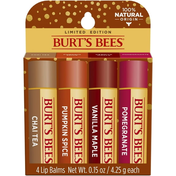 Burt's Bees 100% Natural Origin Moisturizing Lip Balm, Fall Variety Mix, 4 Tubes