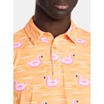 thumbnail image 4 of Birdie Bound Men's and Big & Tall Flamingo Floatie Print Polo Top, Sizes XS-4XLT, 4 of 5